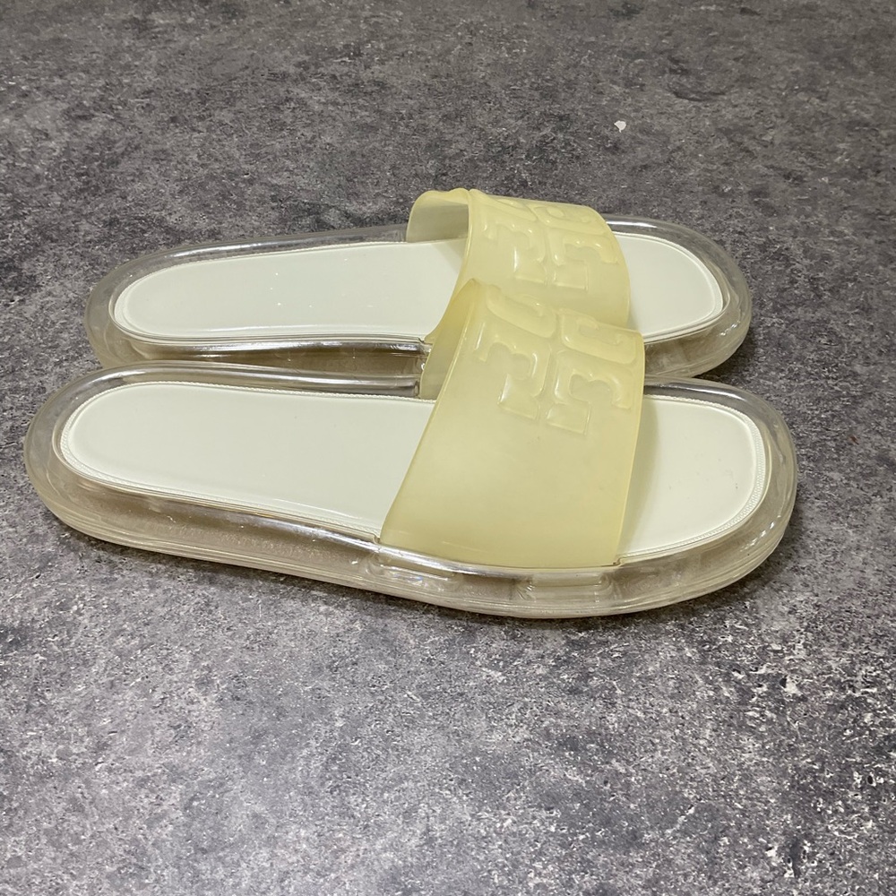 Tory Burch Cream Jelly Slide Sandals with Clear Strap size 11B